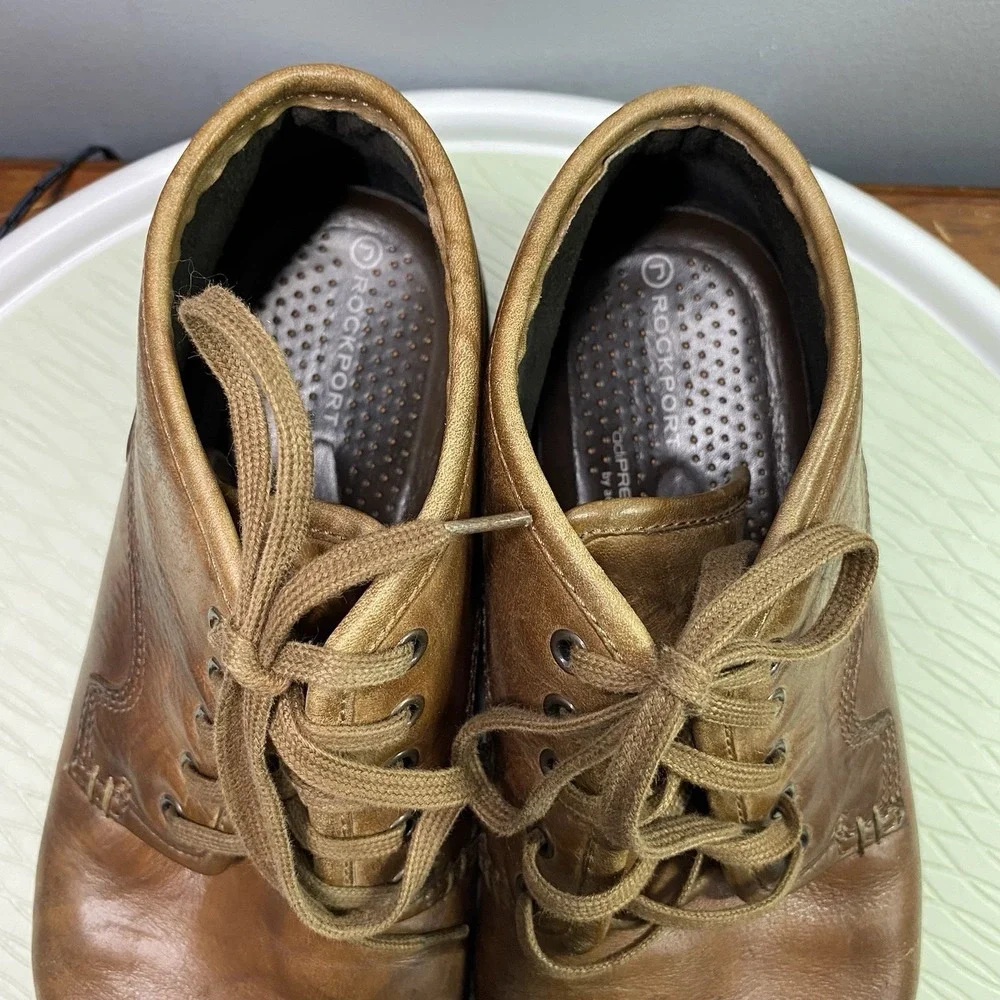 Rockport‎ Brown Leather Lace Up Ankle Boots Mens 9.5 M. Used